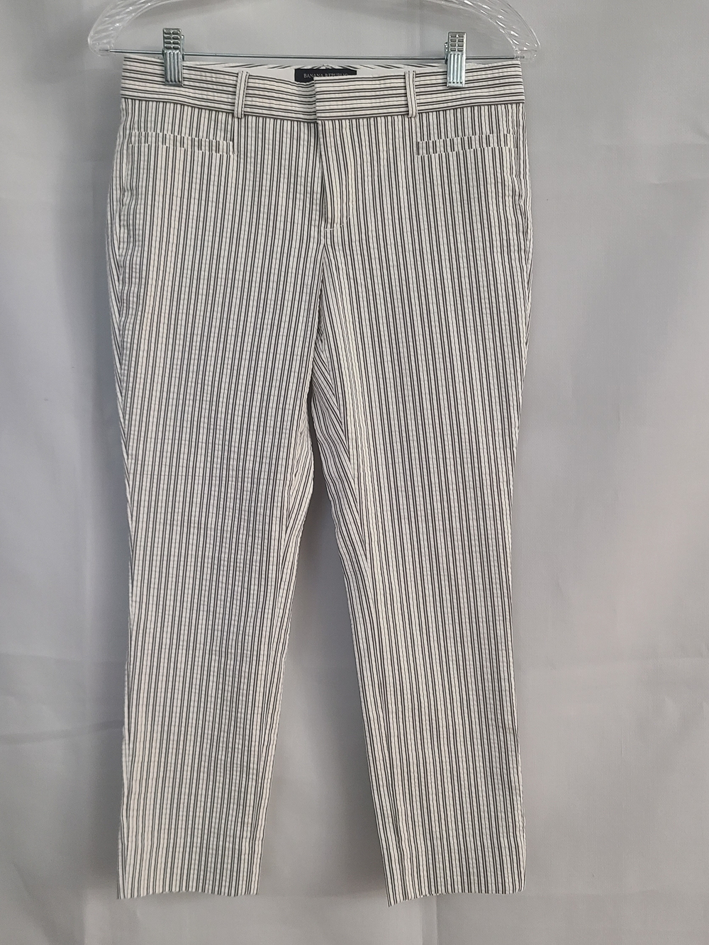 Banana Republic Factory 2P Gray White Stripe The Sloan Office Work Cropped Pant